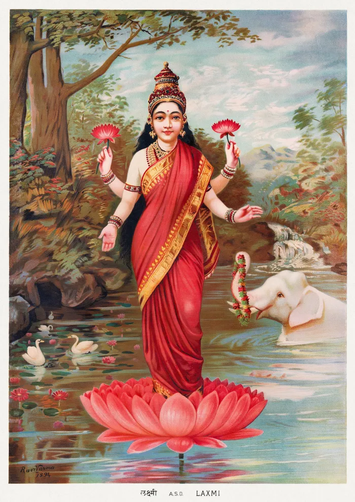 Goddess Lakshmi Vintage Illustration Canvas wall art print | PrintPosters.in
